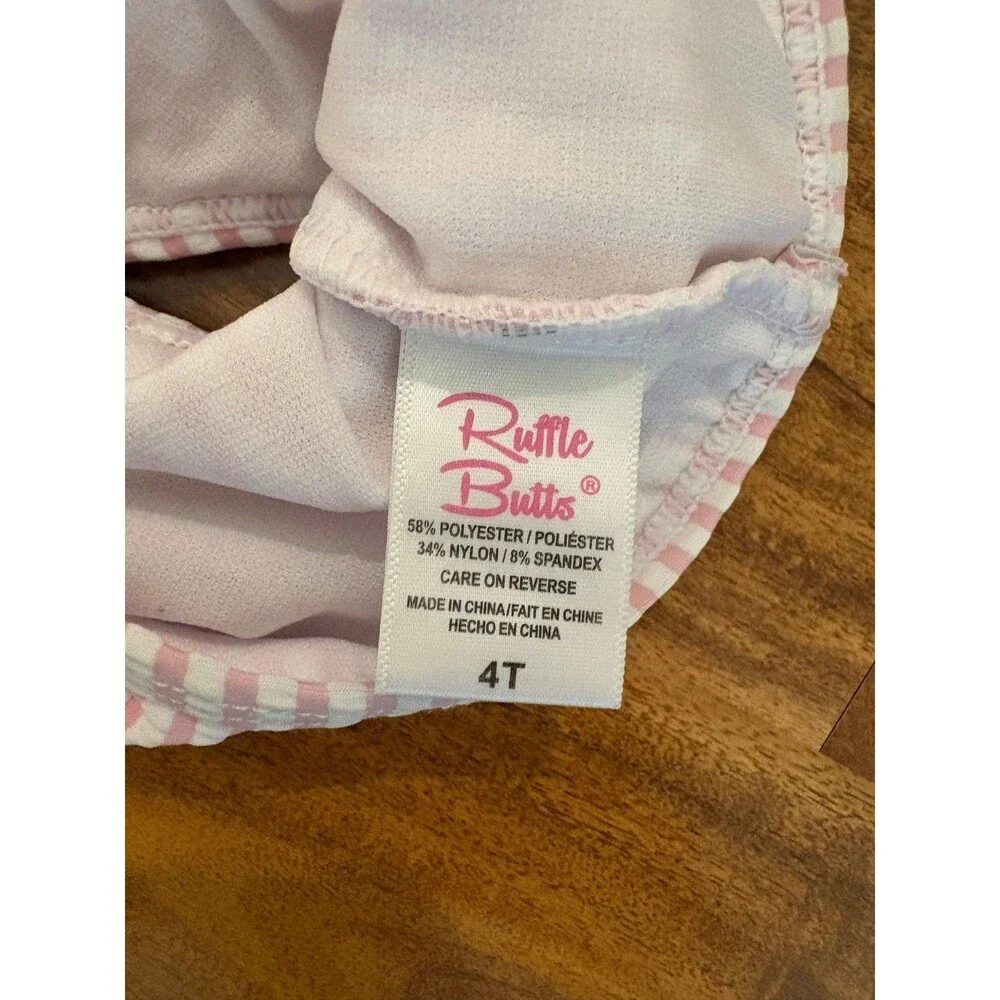 Hanna Andersson Flamingo Rashguard & RuffleButts pink seersucker bottom, Size 4T